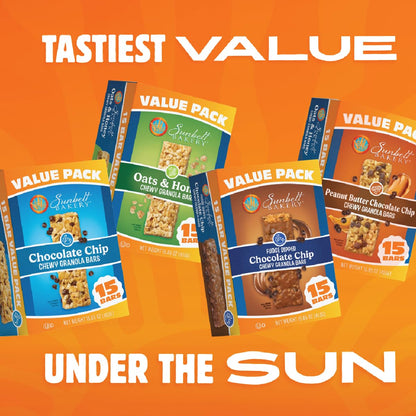 Sunbelt Bakery Chewy Chocolate Chip Granola Bars – Portable Hiking Trail Snack for Active Adults and Road Trips, 15 Individually Wrapped