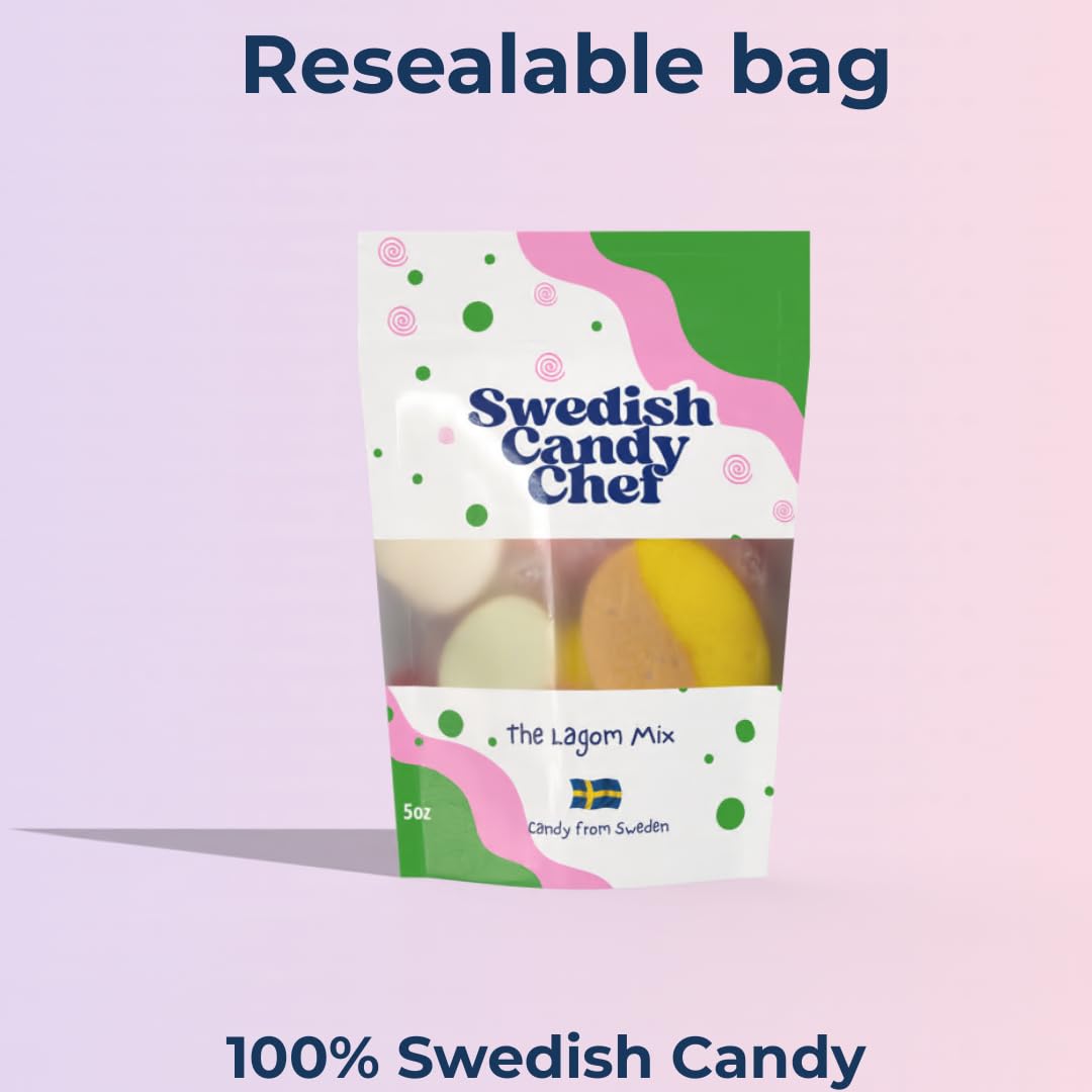 Swedish Candy Chef Lagom Mix - Unique Swedish Candy Gift for Her, Imported Variety Sampler for Birthdays and Anniversaries 5oz