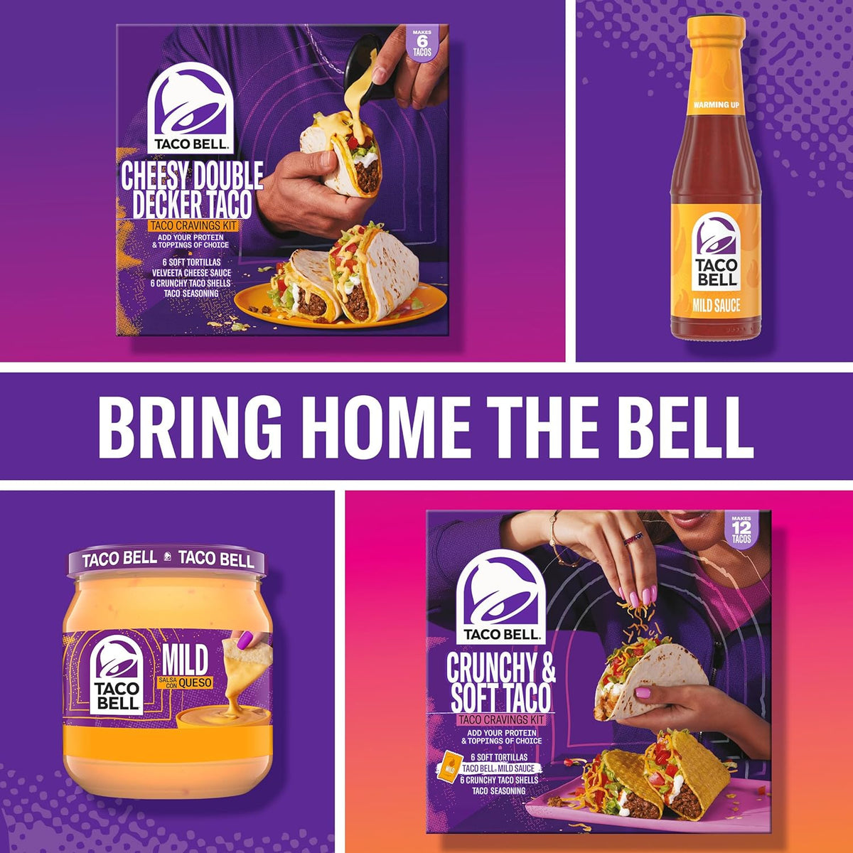 Taco Bell Crunchy & Soft Taco Cravings Kit for Game Day Buffets, Crowd-Friendly Soft and Crunchy Taco Kit in 12.9 oz