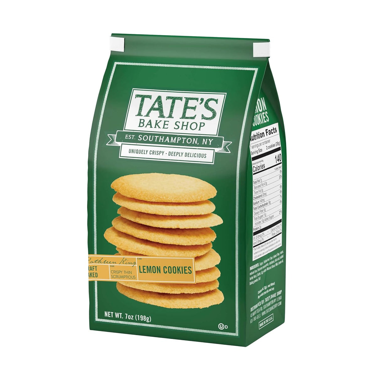 Tate's Bake Shop Gluten-Free Lemon Cookies, 7 oz – Elevated Gourmet Gift, Sophisticated Flavor for Discerning Palates