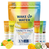 Wake Up Water Clean Energy Powder – Travel and Commuter Companion with Electrolytes, 15 Single-Serve Packets Variety