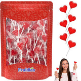 Fruidles Red Heart Shaped Suckers – Individually Wrapped Candy Perfect for Preschool Party Favors and Goody Bags
