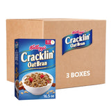 Kellogg's Cracklin' Oat Bran Breakfast Cereal, Fiber Cereal, Family Cereal, Original (3 Boxes) – Durable Pantry Cereal for Road Trips and Cabin Stays