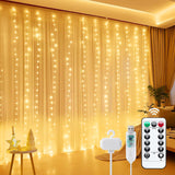 Minetom Curtain Lights 300 LED – Thoughtful Birthday Gift for Women, Warm White Room Decor with Remote
