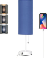 Intentional Living Table Lamp, Minimalist Pull Chain Nightstand with AC Outlet and 3 Color Temperatures