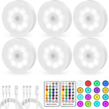 Aroolo Touch Activated Puck Lights 6 Pack – Stylish Closet and Entryway Decor Lighting with Remote Control