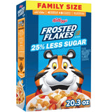 Kellogg's Frosted Flakes Reduced Sugar Cereal, Nostalgic Sweet Cereal Alternative for Late-Night Snack Cravings and Self-Care