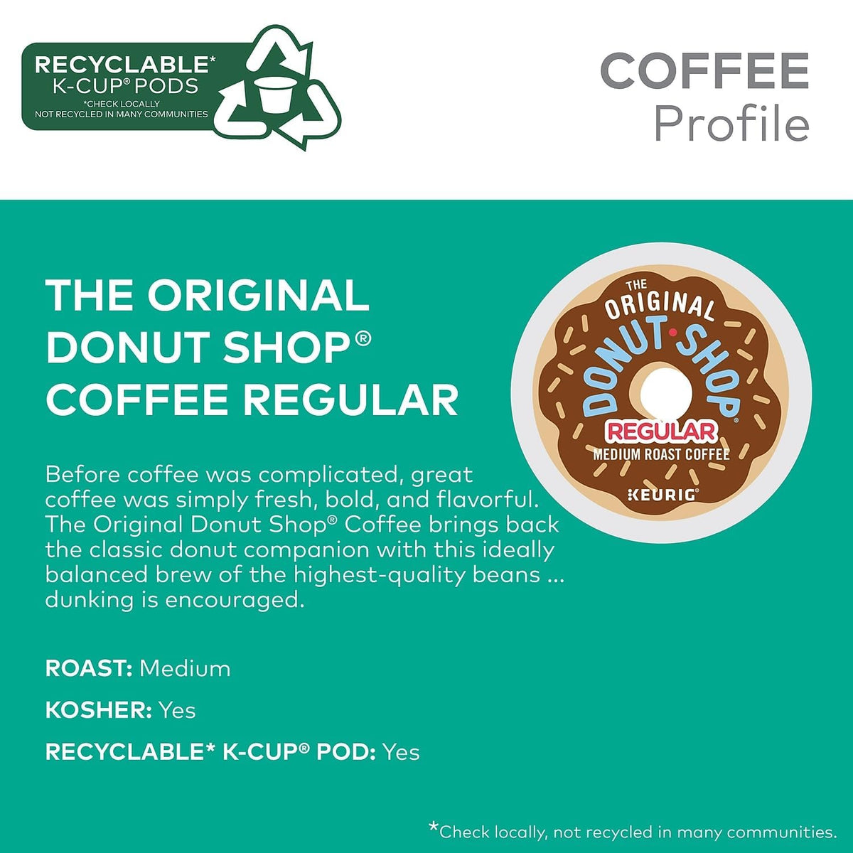 The Original Donut Shop Single-Serve K-Cup Pods Medium Roast 96 Count – Streamlined Coffee for Clutter Free Kitchens