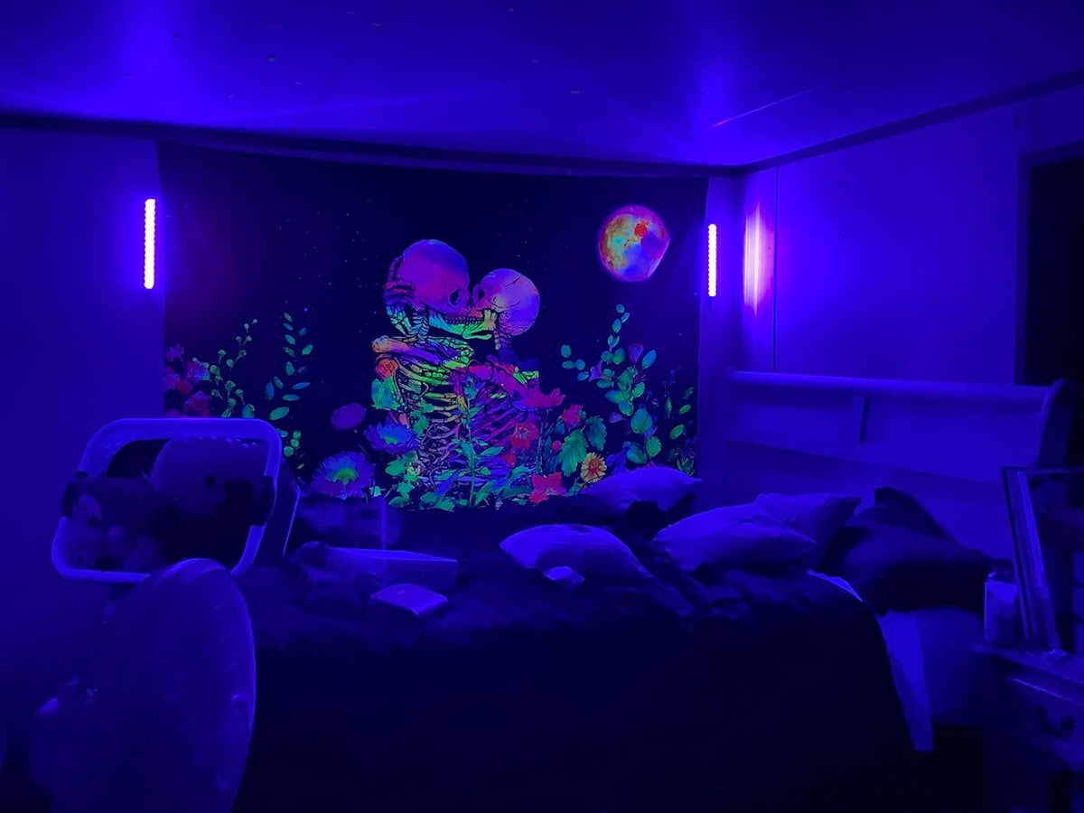 THLITURE 1ft UV Light Bar – Home Aesthetic Decor for Small Space and Basement Glow Setup, Magnetic Blacklight 2 Pack
