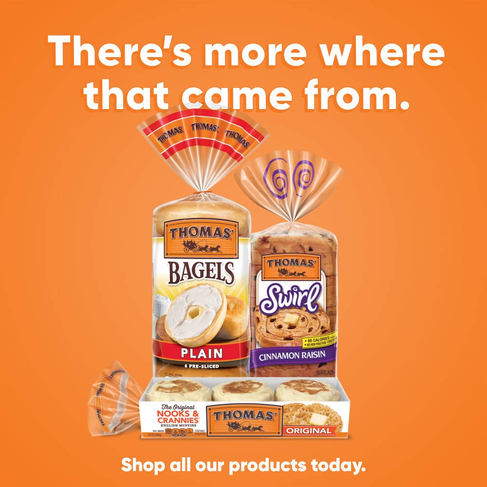 Thomas' Original English Muffins, 6 Count, 13 oz – Pre-Sliced Breakfast Staple for Quick Work-from-Home Mornings