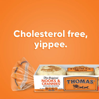 Thomas' Original English Muffins, 6 Count, 13 oz – Pre-Sliced Breakfast Staple for Quick Work-from-Home Mornings