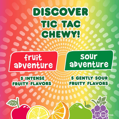 Tic Tac Chewy Fruit Adventure Candy – Clean-Label Pantry Snack, Non-GMO & Gluten-Free Fruity Chews, 3.4 oz