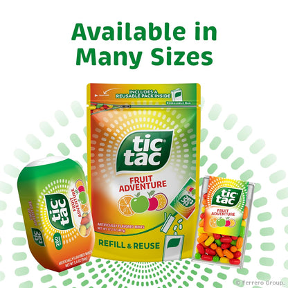 Tic Tac Fruit Adventure Mints – Portable Breath Freshener for Tailgate and Game Day, 4-Pack