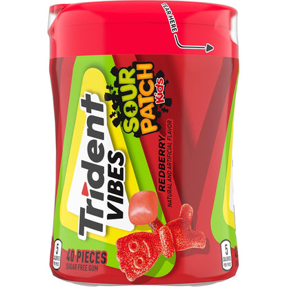 Trident Vibes SOUR PATCH KIDS Blue Raspberry Chewing Gum – Teen Birthday Gift and Friendship Share Pack, 160 Pieces