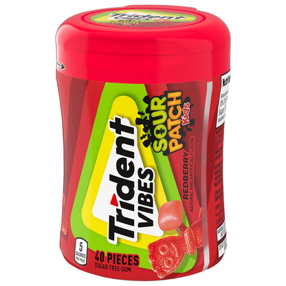 Trident Vibes SOUR PATCH KIDS Blue Raspberry Chewing Gum – Teen Birthday Gift and Friendship Share Pack, 160 Pieces