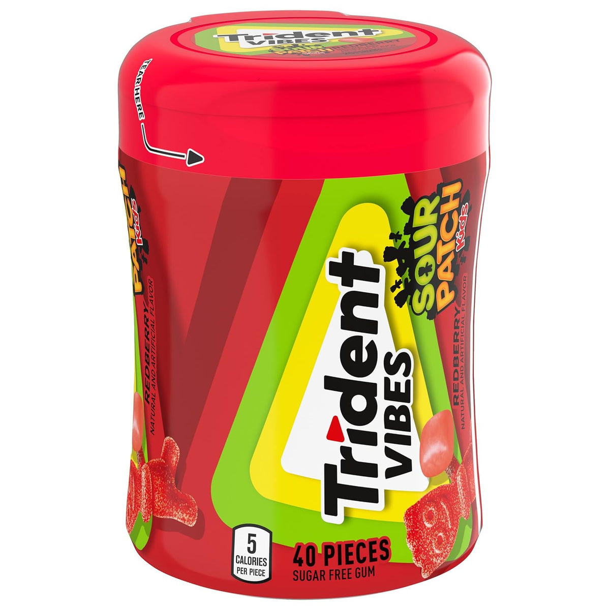 Trident Vibes SOUR PATCH KIDS Blue Raspberry Chewing Gum – Teen Birthday Gift and Friendship Share Pack, 160 Pieces