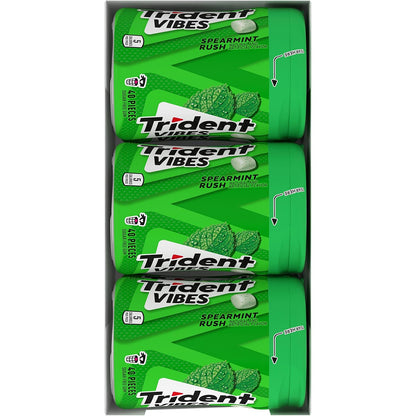 Trident Vibes Spearmint Rush Sugar-Free Chewing Gum – Road Trip Cup Holder Chewing Stash for Long Drives, 6 Bottles