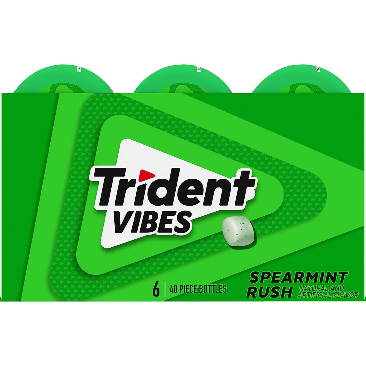 Trident Vibes Spearmint Rush Sugar-Free Chewing Gum – Road Trip Cup Holder Chewing Stash for Long Drives, 6 Bottles