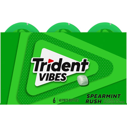 Trident Vibes Spearmint Rush Sugar-Free Chewing Gum – Road Trip Cup Holder Chewing Stash for Long Drives, 6 Bottles