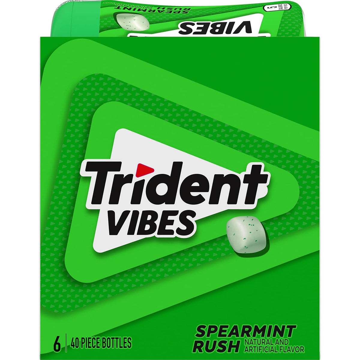 Trident Vibes Spearmint Rush Sugar-Free Chewing Gum – Road Trip Cup Holder Chewing Stash for Long Drives, 6 Bottles