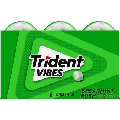 Trident Vibes Spearmint Rush Sugar-Free Chewing Gum – Road Trip Cup Holder Chewing Stash for Long Drives, 6 Bottles