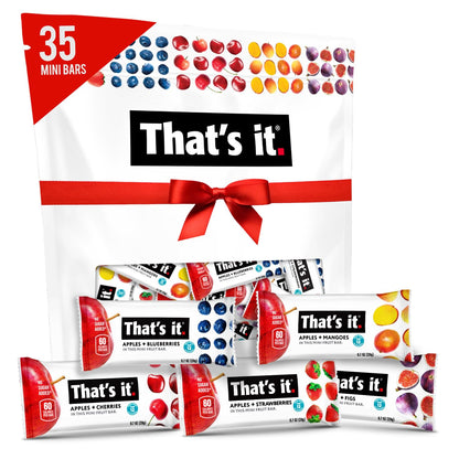 two-ingredient formulation of pure fruit (apple paired with mango, blueberry, strawberry, cherry, or fig)