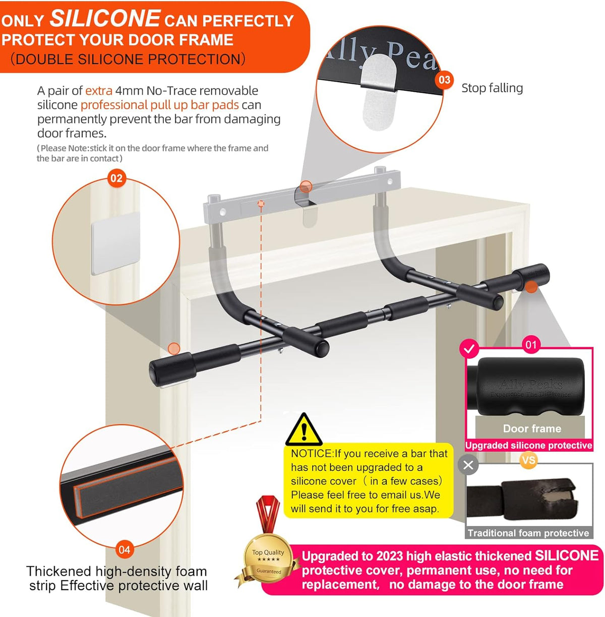 upgraded double silicone door-frame contact pads (plus extra 4mm removable pads)