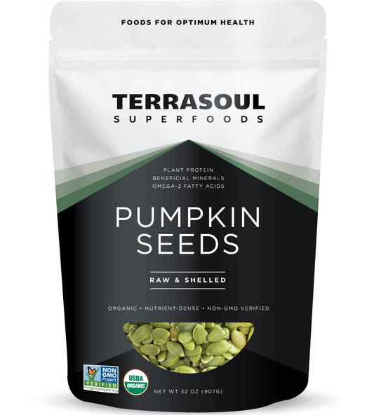 usda organic, non-gmo raw pumpkin seeds (cucurbita pepo) — shelled pepitas