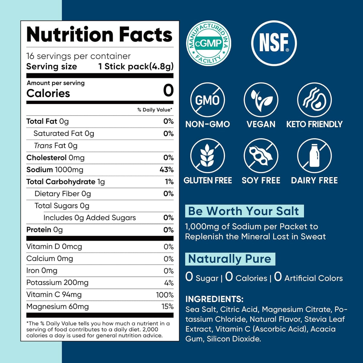 Venture Pal High Sodium Electrolyte Powder Sticks – Desk-Side Hydration for CrossFit and Endurance Athletes in Training, 30-Count