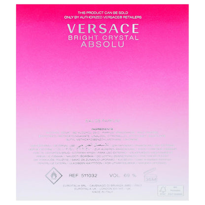 Versace Bright Crystal Absolu Eau de Parfum – Luxury Birthday Gift for Women, Mom, and Wife in 3.0 oz Spray