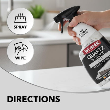 Weiman Quartz Countertop Cleaner & Polish – UV-Protected Finish for Sunlit Countertops and Open-Concept Living