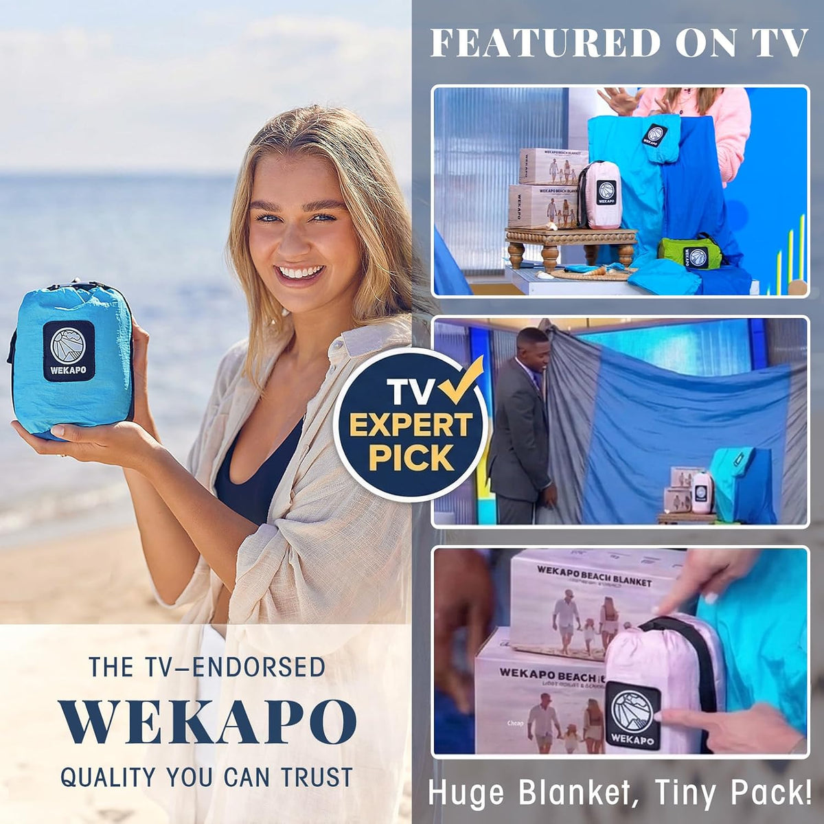WEKAPO Sandproof Beach Blanket – Family-Sized Mat for Kids and Parents, Mess-Free Beach Day Essentials