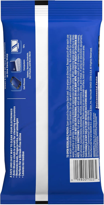 Windex Electronic Cleaning Wipes – Effortless Screen Refresh, Streamlined Pouch for Uncluttered Spaces