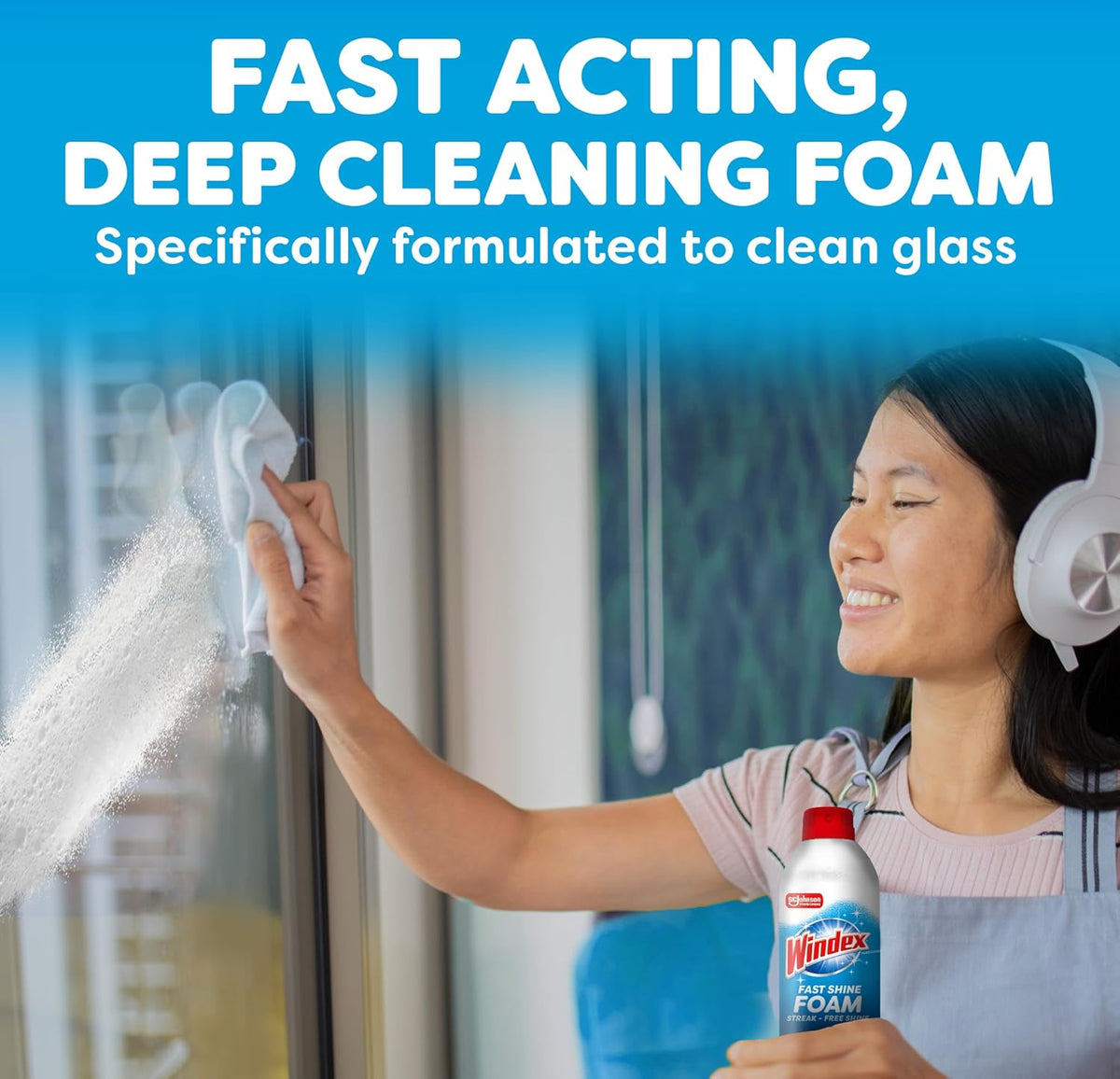 Windex Fast Shine Foam Glass Cleaner – Reception Area Window Shine for a Professional Front Desk