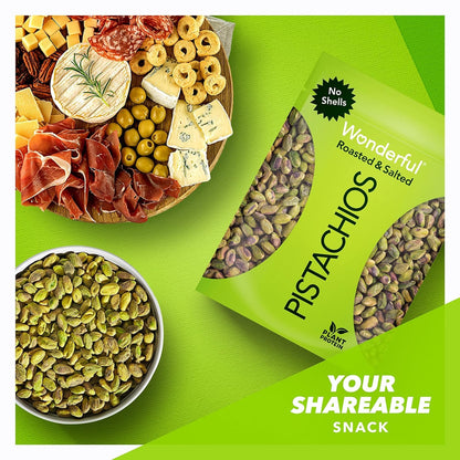 Wonderful Pistachios No Shells Roasted & Salted, Nutrient-Dense Snack for Wellness Meal Prep, 24 Ounce Resealable Bag