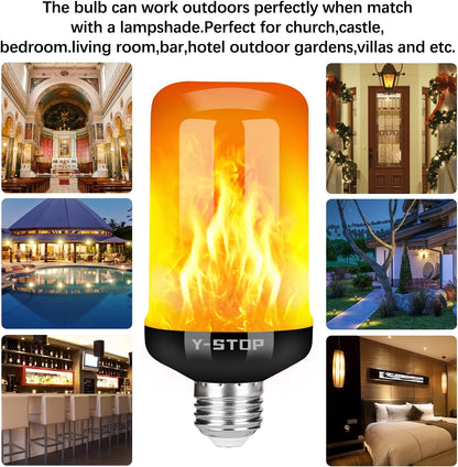 Y-STOP Outdoor Flame Effect Bulb – Weather-Friendly Flicker Light for Patio, Garden Pathway, and Porch Lanterns, 2 Pack