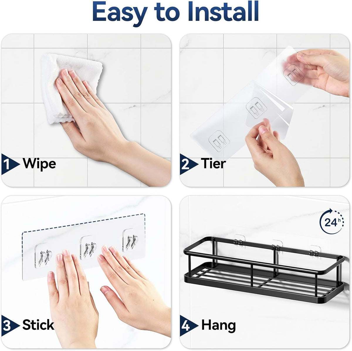 YASONIC Shower Organizer 2 Pack — Multi-Surface Adhesive Caddy for Laundry Room, Garage, and Outdoor Utility Storage