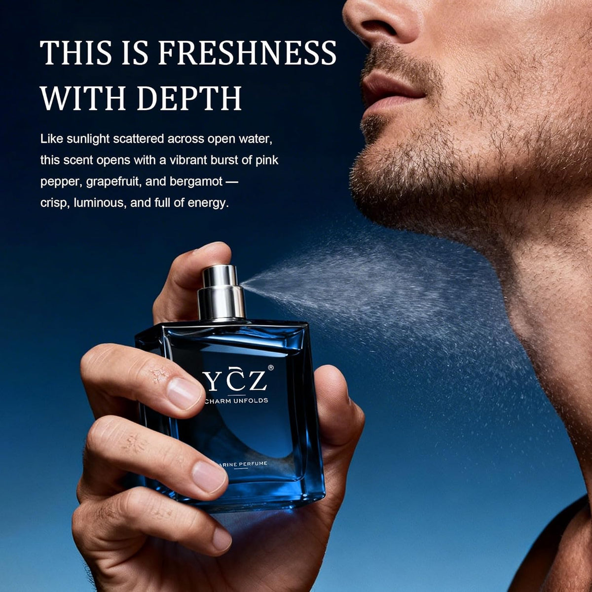 Ycz Midnight Marine Eau de Parfum for Men – Father's Day Gift Idea, Everyday Signature Scent 1.7 Fl Oz