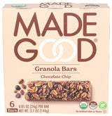 MadeGood Chocolate Chip Granola Bars – Nut-Free School Snack for Allergy-Safe Lunchboxes, 6 Individually Wrapped Bars