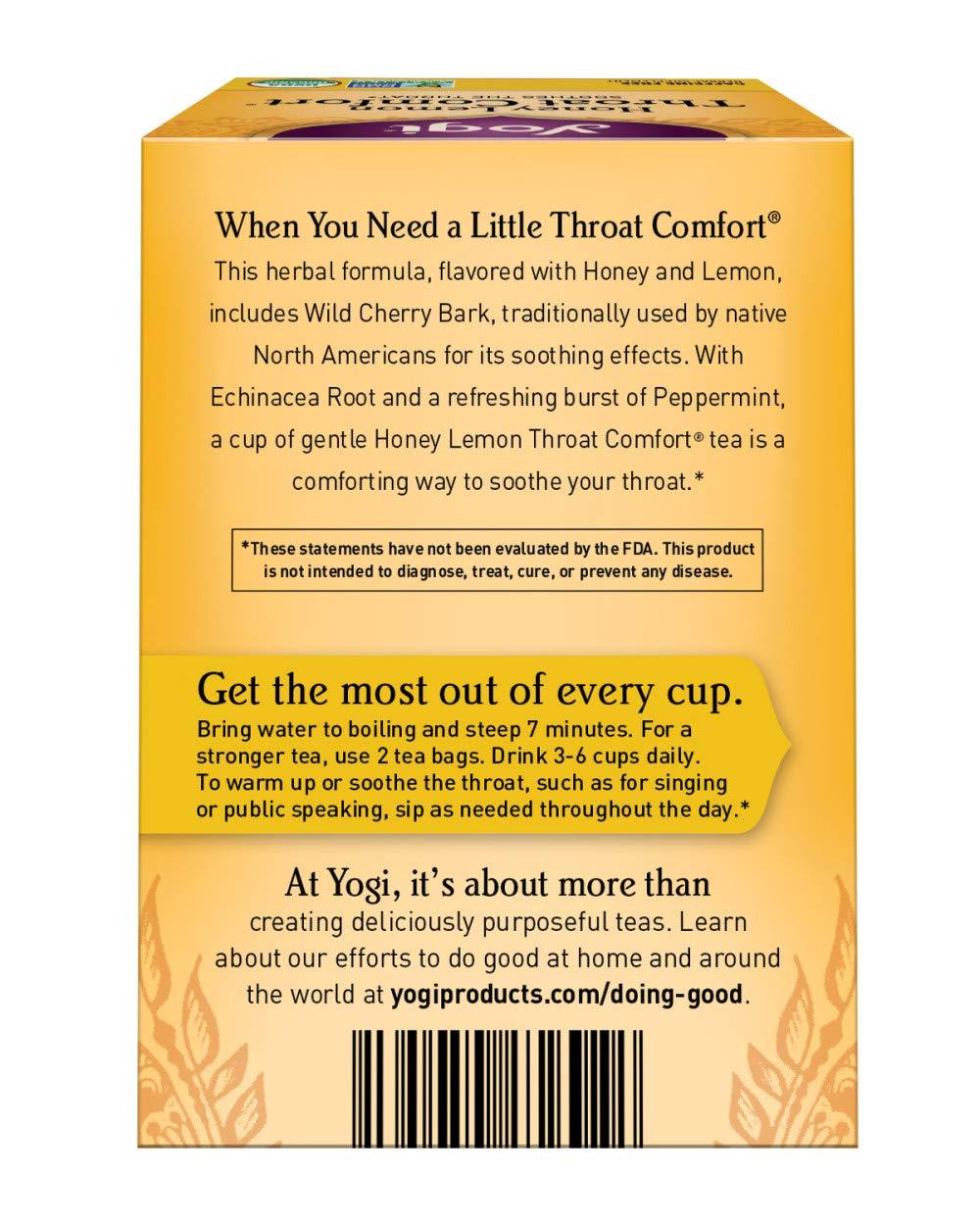 Yogi Tea Honey Lemon Throat Comfort – Housewarming Wellness Gift for Teachers and Speakers
