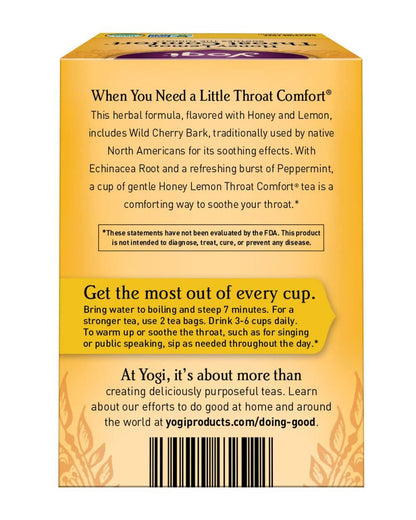 Yogi Tea Honey Lemon Throat Comfort – Housewarming Wellness Gift for Teachers and Speakers