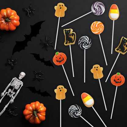 Yumzo Halloween Lollipops Safe Share Pack – 24 Individually Wrapped Suckers for Parent Approved Trick or Treat and Party Handouts