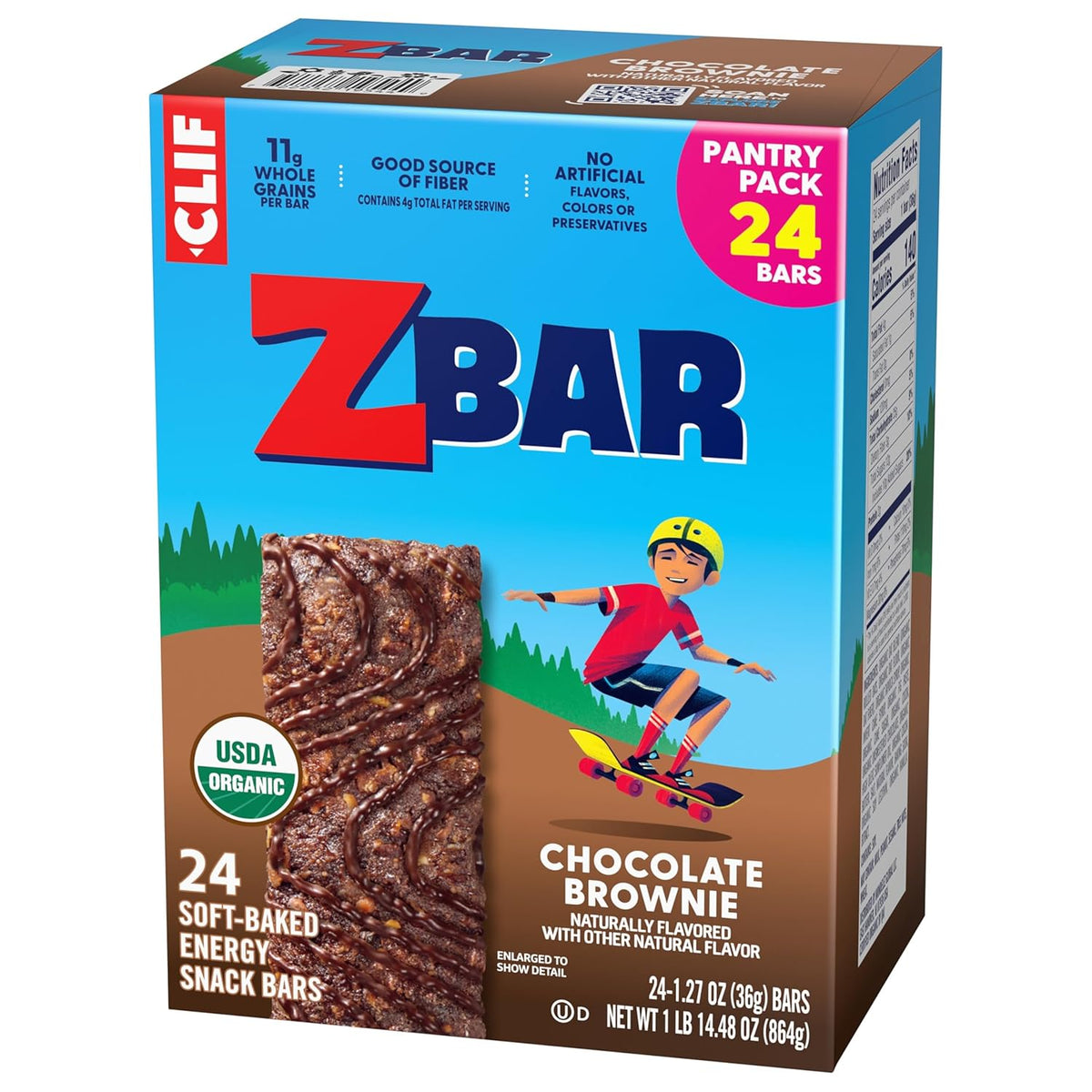 Zbar Chocolate Brownie Organic Snack Bars — Healthy Back-to-School Gift for Classmates and Teachers, Non-GMO 24 Pack