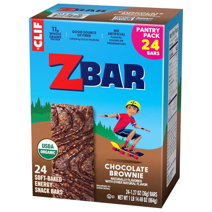 Zbar Chocolate Brownie Organic Snack Bars — Healthy Back-to-School Gift for Classmates and Teachers, Non-GMO 24 Pack