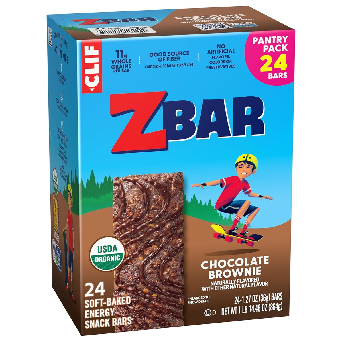 Zbar Chocolate Brownie Organic Snack Bars — Healthy Back-to-School Gift for Classmates and Teachers, Non-GMO 24 Pack