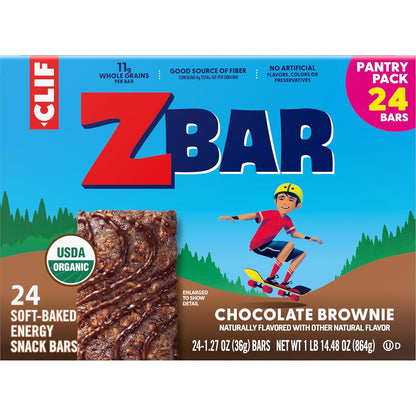 Zbar Chocolate Brownie Organic Snack Bars — Healthy Back-to-School Gift for Classmates and Teachers, Non-GMO 24 Pack