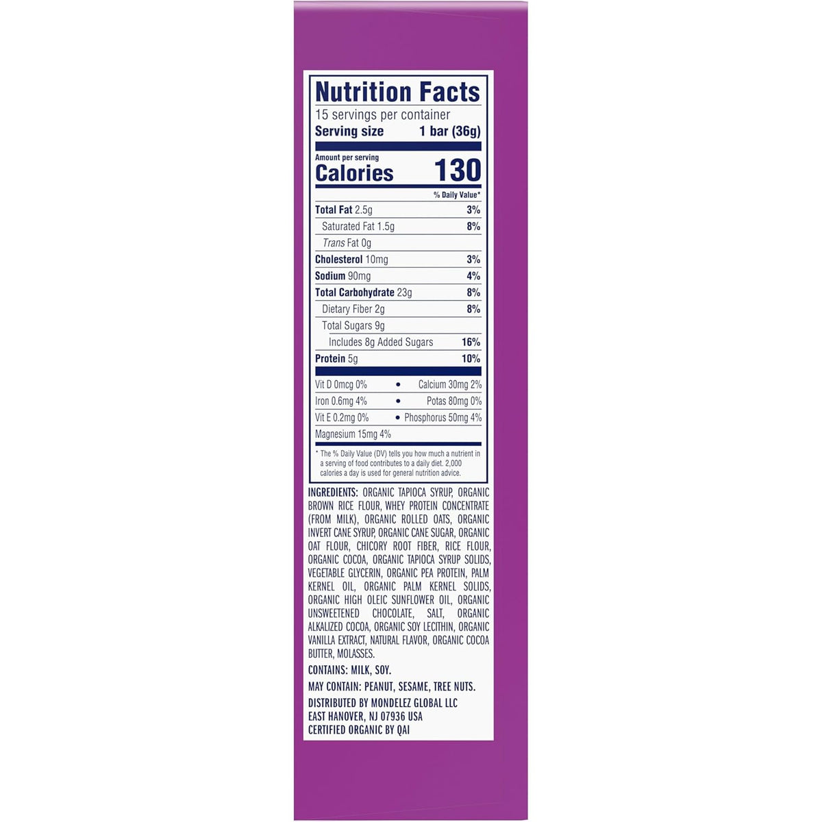 Zbar Protein Chocolate Chip - Lunchbox-Safe Kids Snack Bars Made with Organic Oats, No HFCS or Artificial Sweeteners (15 Pack)