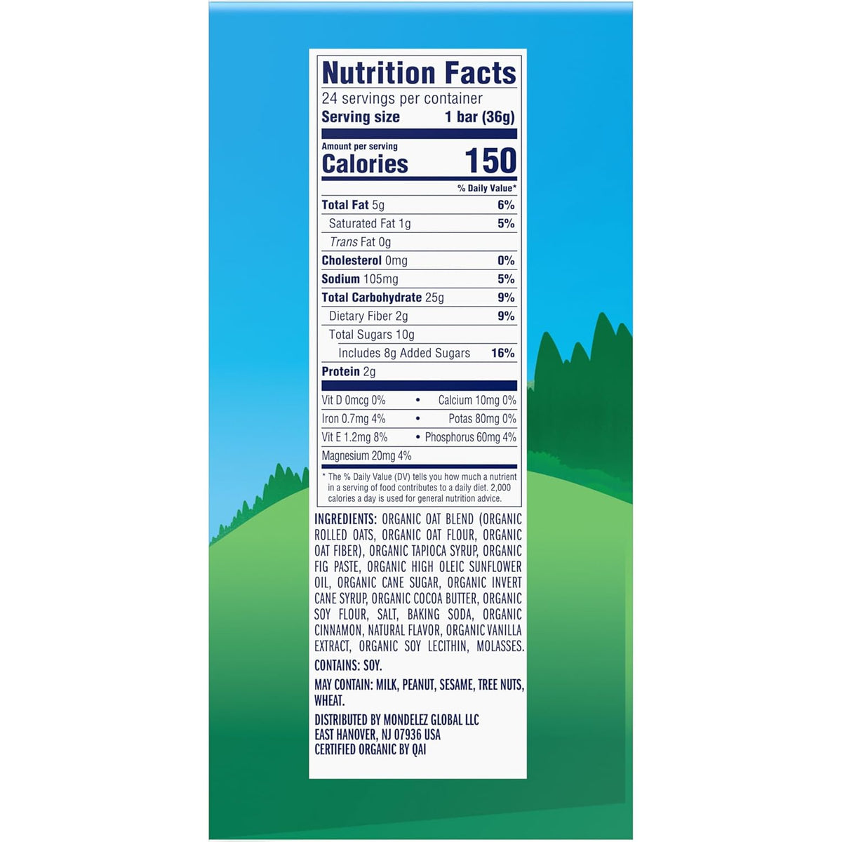 Zbar Soft-Baked Oatmeal Cookie Bars – Wholesome Whole Grain Snack for Mindful Parents, Non-GMO 24 Count