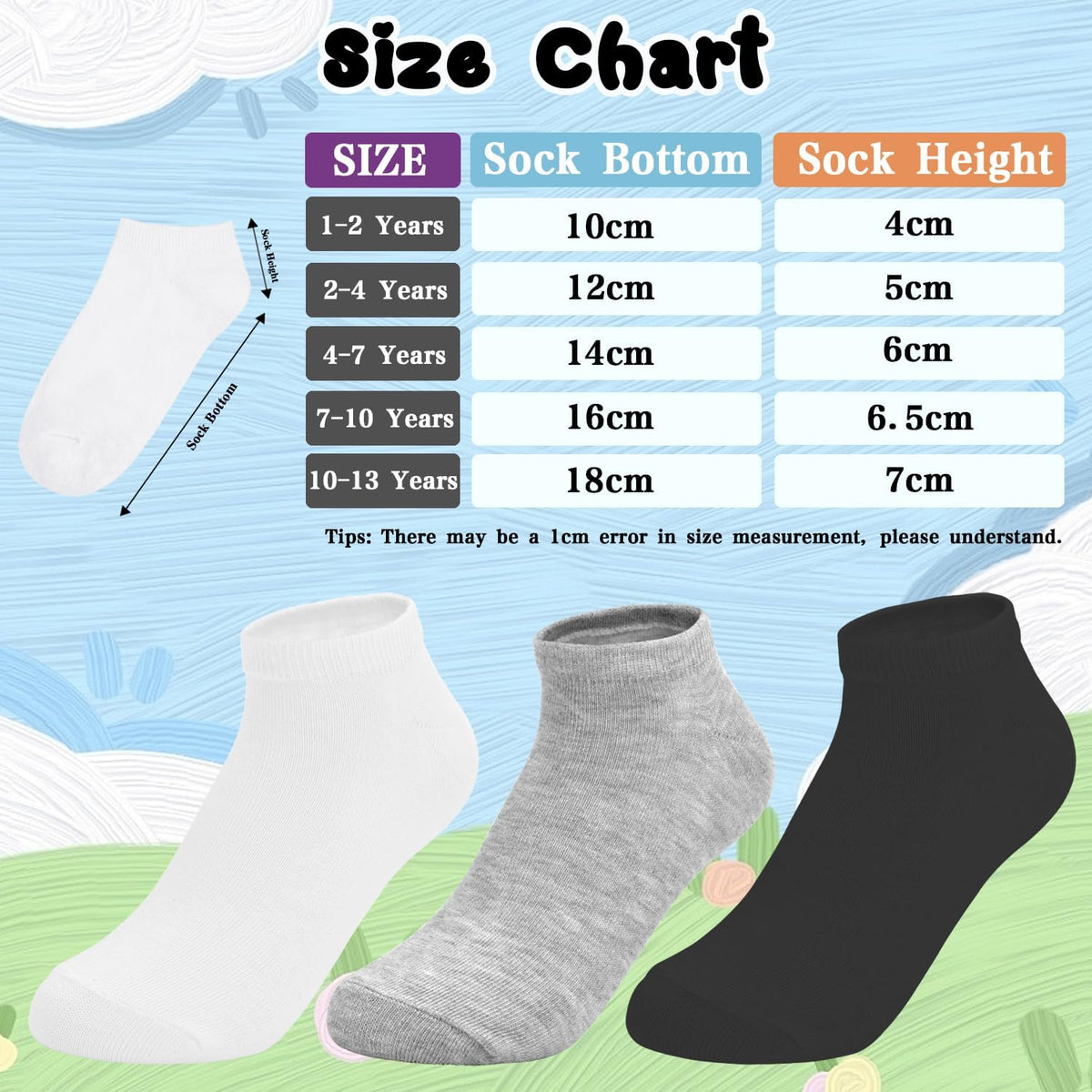 ZERULETS Kids Socks – Toddler to Tween Ankle Socks for Playroom and Preschool, 20-Pair Pack