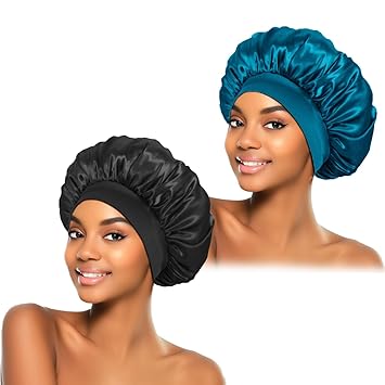 ZHENSILK Silk Sleep Bonnet Black and Gold – Smooth Hair Wrap for Curly Natural Hair, Lightweight Cap for Relaxing Evening Wellness Routine